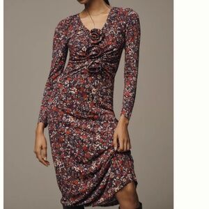 NWT Farm Rio Anthropologie Chelsea Garden Long-Sleeve Deep-V Maxi Dress …